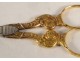 Pair of 18 carat solid gold scissors flowers foliage PB 9.87gr XIXth century