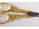 Pair of 18 carat solid gold scissors flowers foliage PB 9.87gr XIXth century