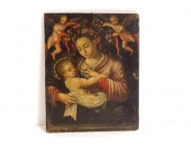 HSP religious painting portrait Virgin and Child Jesus cherubs XVIII