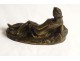 Small bronze sculpture reclining woman dancer Jean Garnier Art Nouveau 19th