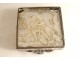 Mother-of-pearl silver metal box characters soldiers gallant scene nineteenth couple