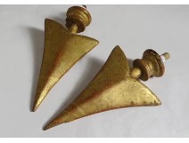 Pair of decorative elements curtain rods gilded wood arrows nineteenth century