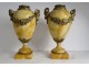Pair of large Siena marble cassolettes gilt bronze rams heads XIXth