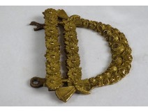 Belt buckle gilded bronze garlands flowers butterflies XIXth century