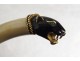 Letter opener solid gold 18K ivory enamel panther head emeralds Art Deco XXth
