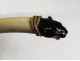 Letter opener solid gold 18K ivory enamel panther head emeralds Art Deco XXth