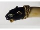 Letter opener solid gold 18K ivory enamel panther head emeralds Art Deco XXth
