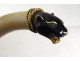 Letter opener solid gold 18K ivory enamel panther head emeralds Art Deco XXth