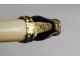 Letter opener solid gold 18K ivory enamel panther head emeralds Art Deco XXth