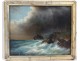 Pastel marine painting shipwreck boat ship rocks storm XIXth century