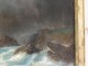 Pastel marine painting shipwreck boat ship rocks storm XIXth century
