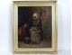 HST table portrait old woman clogs farm chickens gilt frame XIX