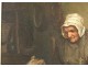 HST table portrait old woman clogs farm chickens gilt frame XIX