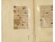 Manuscript sheets illuminated parchment 17th century Latin antiphonary pages