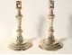 Pair silver candlesticks Farmers General Laval Lasnier coat of arms coat of arms 18th