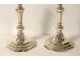 Pair silver candlesticks Farmers General Laval Lasnier coat of arms coat of arms 18th