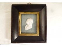 Portrait profile Dauphin of France Louis XVII biscuit wooden brass frame XIXth