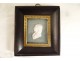 Portrait profile Dauphin of France Louis XVII biscuit wooden brass frame XIXth