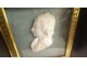 Portrait profile Dauphin of France Louis XVII biscuit wooden brass frame XIXth