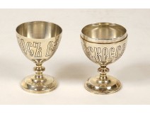 Russian silver vermeil double egg cup Moscow 1880 62gr XIXth century