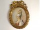 Miniature oval portrait Queen Marie-Antoinette gilt bronze frame XIXth