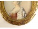 Miniature oval portrait Queen Marie-Antoinette gilt bronze frame XIXth