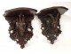 Pair of carved wood wall consoles Black Forest chamois nineteenth foliage