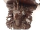 Pair of carved wood wall consoles Black Forest chamois nineteenth foliage