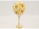 Large ivory Canton ball carved flower dragons China XIXth century