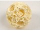 Large ivory Canton ball carved flower dragons China XIXth century