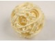 Large ivory Canton ball carved flower dragons China XIXth century