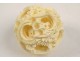 Large ivory Canton ball carved flower dragons China XIXth century