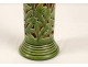 Sarreguemines earthenware tubular vase openwork flowers foliage XIXth century