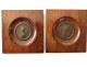 Pair bronze medals portraits Rousseau Voltaire engraver Waechter XVIII