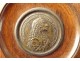Pair bronze medals portraits Rousseau Voltaire engraver Waechter XVIII