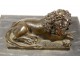 Pair bronze paperweight sculptures lying lions gray marble 18th century