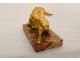 Sculpture paperweight gilt bronze sheep marble breccia XIXth century