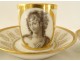 4 Paris grisaille porcelain cups gilding portraits women Empire XIXth