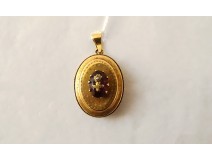 Photo reliquary pendant solid gold 18K amethyst jewel PB 4.69gr XIXth