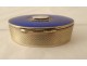 Oval box solid silver foreign guilloché blue enamel PB 47.57gr XXth