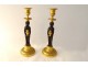 Pair candlesticks candlesticks bronze caryatids vestal urns XIXth century