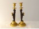 Pair candlesticks candlesticks bronze caryatids vestal urns XIXth century