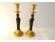 Pair candlesticks candlesticks bronze caryatids vestal urns XIXth century