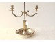 Bouillotte lamp 2 lights silvered bronze fluted column late 19th century