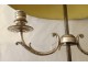 Bouillotte lamp 2 lights silvered bronze fluted column late 19th century