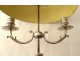 Bouillotte lamp 2 lights silvered bronze fluted column late 19th century