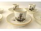 6 Viennese grisaille porcelain cups landscapes castles ponds early 19th century