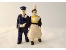 Couple earthenware characters HB Quimper Breton wedding 20th century
