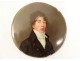 Round miniature on enamel portrait young man signed Hamm Empire XIXth