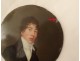 Round miniature on enamel portrait young man signed Hamm Empire XIXth